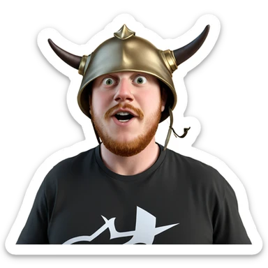 realistic horned helmet portrait sticker