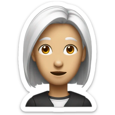 black and white rabbit eared person  sticker