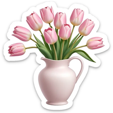 Light pink tulips in white vase sticker