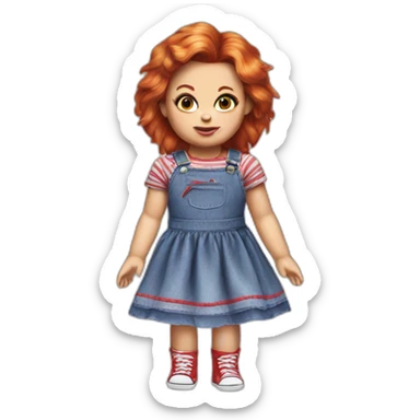chucky doll wearing a dress sticker