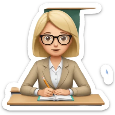 exhausted teacher in a bustling classroom sticker