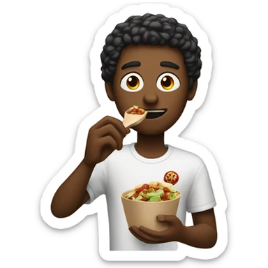 guys eating chipotle with a apple as the spoon sticker