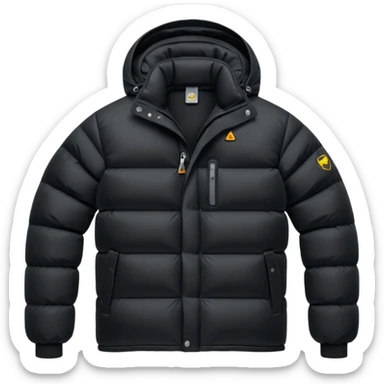 a black goretex puffer jacket sticker