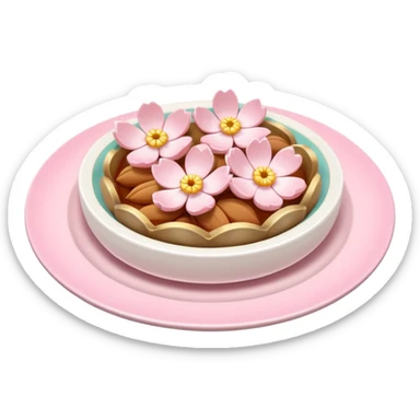 Sakura flower food dish meal on a beautiful pastel plate sticker
