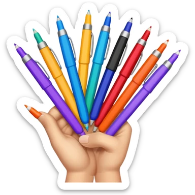 Mano con bolígrafo de colores  sticker