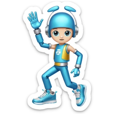 A teenage robot in bright teenage clothes and sneakers sticker