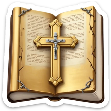 Bible with cross rosary planted into it magic sticker