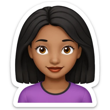 a girl that has black 4c hair textures and brownskin, It has brown eyes, a nose, lips, and it’s smiling. sticker