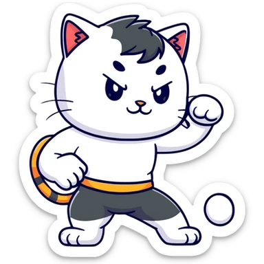 flexing cat boy sticker