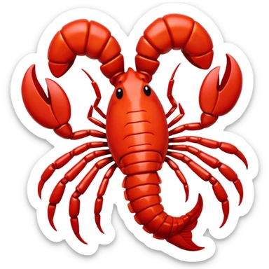A 3D cartoon Scorpio zodiac sign in red, glossy texture, simple background, Memoji-style rendering. sticker