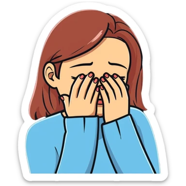 crying woman covering her face sticker