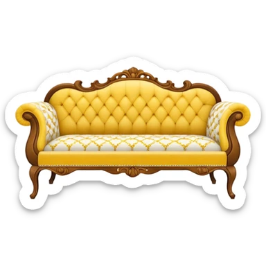 Yellow and white vintage couch sticker