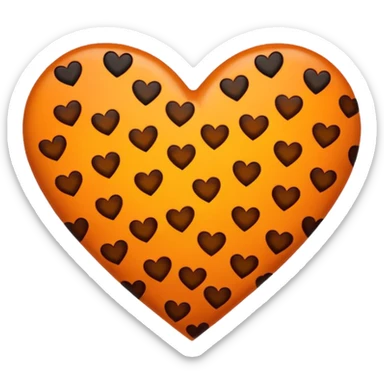 An emoji-style heart with the coloring of a tortoiseshell cat sticker