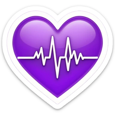 heart pules tech with the pules symbol in the middle, make the hart dark purple sticker