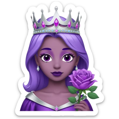 Purple rose flower with silver tiara sticker
