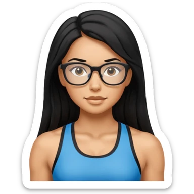 Mujer fitness con lentes y cabello largo negro sticker