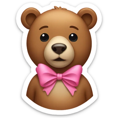 Bear with pink bow sticker