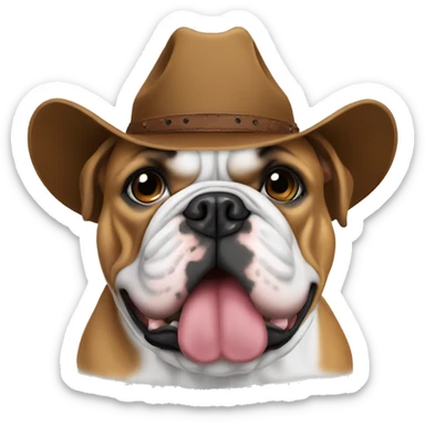 English bulldog wearing a cowboy hat sticker