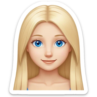 Straight long blonde hair and blue eyes girl sweet smile sticker