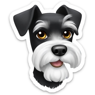 black and white schnauzer with slightly white eyebrows and whiskers, everything else is black sticker