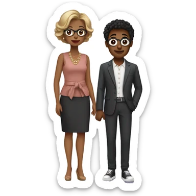 Son and mother in stylish outfits sticker