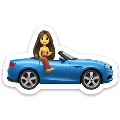 brunette-girl-long-hair-roadster-car-driving sticker