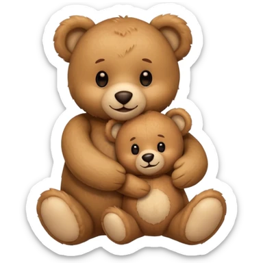 teddy bear hugging a smaller teddy bear sticker