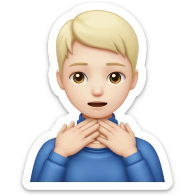 An emoji with hands on their neck and squeezing sticker