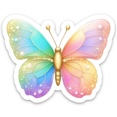Sparkly Pastel rainbow-gradient iridescent crystal butterfly sticker