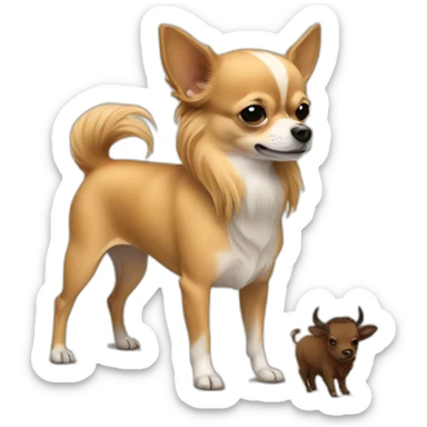 Long hair sand chihuahua with a bison sticker