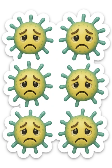 EMOJI STILE IPHONE DI 6 BATTERI INTESTINALI tristi CHE FLUTTUANO IN ARIA IPERREALISTICO 4K sticker