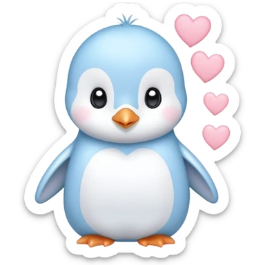 light blue baby Penguin with light pink hearts sticker