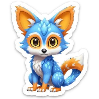 Colorful tropical exotic cute cool beautiful shiny beautiful fantasy-Trico-Cacomistle-oncilla-animal-Fakémon-hybrid-fursona (full body) sticker
