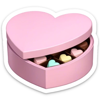 Pastel pink heart shaped box with pastel colored chocolates in it sticker