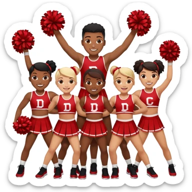 Black and red cheer team with D on chest  sticker