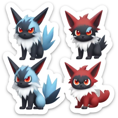 Edgy Cool Kawaii Litten-Absol-Zorua-Zangoose-Pokémon Full Body sticker