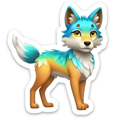 Colorful Shiny Fionbri-Falvie-sparkle-wolf-sona with tribal markings full body sticker