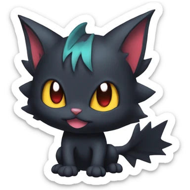 Cool Cute Edgy Black Dark Chibi Cat-Noibat-Noivern-Litten-Fakémon-hybrid sticker