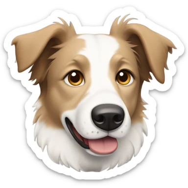 A short haired sand and white cross breed border collie with falling ears sticker