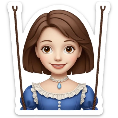 A marionette which is a girl with a brown hair and a beautiful smile sticker
