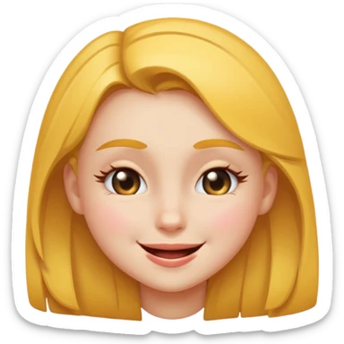 Girl winking with her left eye closed, happy face,  sticker