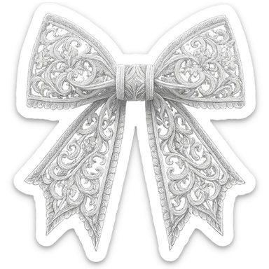 white gothic bow, ornate gothic lace, no background, transparent background sticker