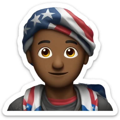 Guy holding Puerto Rican flag  sticker