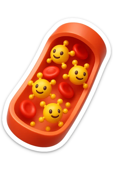 EMOJI STILE IPHONE 3D DI particelle di ormoni che circolano in una vena umana sticker