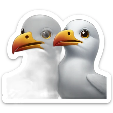 Two seagulls with clown faces sticker
