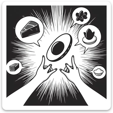 Glowing muscle fibers illuminated from within, vibrating and expanding with energy. Food icons (meat, egg, beans, tofu, yogurt) orbit around the muscle fibers in a warm floating orb. sticker