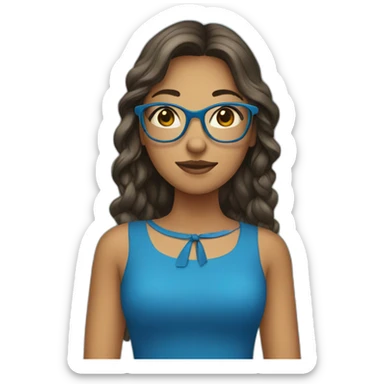 girl wearing a blue dress and glasses sticker