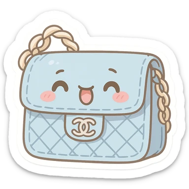 a blue Chanel purse, cute and exaggerated sticker