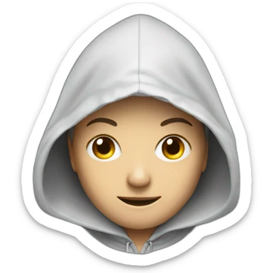 A head of a young hacker with a hood, only the head not the bust sticker