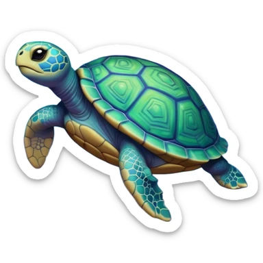 Quasar Turtle emoji – full body, massive cosmic turtle with glowing shell like a galaxy vortex, star patterns, cosmic energy aura, slight side angle sticker